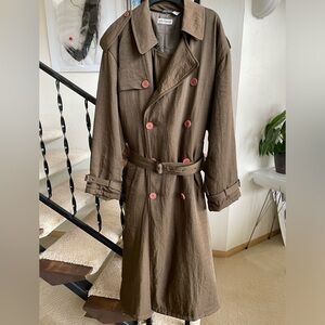 Giorgio Armani Oversized Khaki Trench Coat